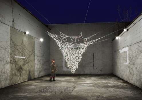 Black & White Project Space in Williamsburg will be showcasing the works of five women artists. Above, an image of Natsu's courtyard installation, 'Cradle - Island Universe.'